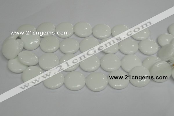 CPB99 15.5 inches 20mm flat round white porcelain beads wholesale