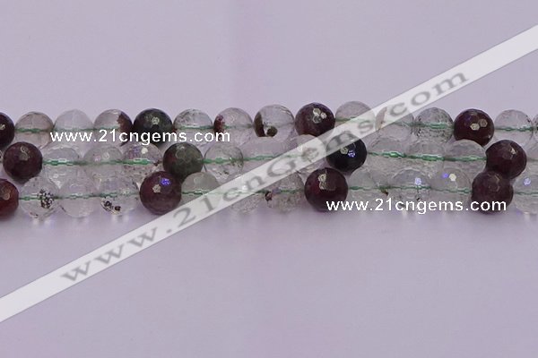 CPC13 15.5 inches 12mm faceted round green phantom quartz beads