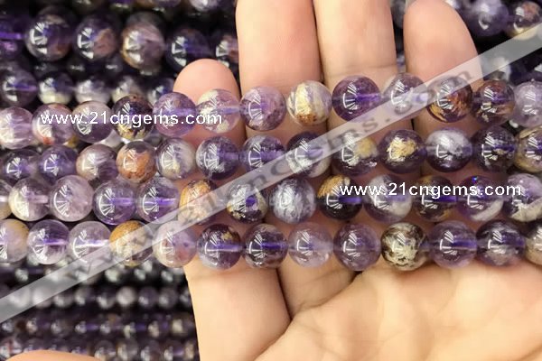 CPC612 15.5 inches 10mm round purple phantom quartz beads