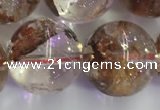 CPC656 15.5 inches 16mm round yellow phantom quartz beads