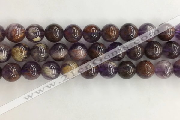 CPC663 15.5 inches 12mm round purple phantom quartz beads