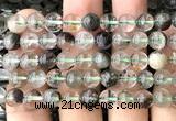 CPC722 15 inches 8mm round natural green phantom quartz beads