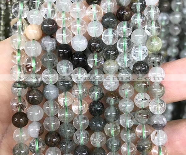 CPC727 15 inches 6mm round green phantom quartz beads wholesale