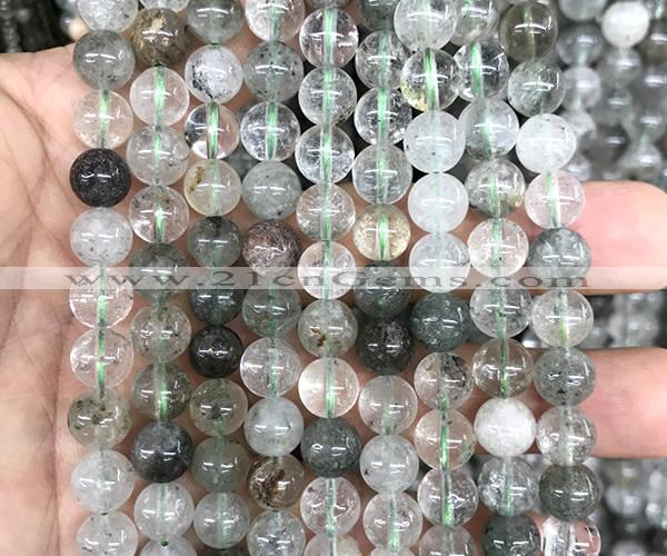 CPC728 15 inches 8mm round green phantom quartz beads wholesale