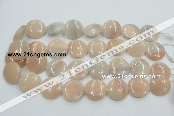 CPI10 15.5 inches 25mm flat round pink aventurine jade beads wholesale