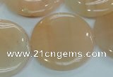 CPI103 15.5 inches 30mm flat round pink aventurine jade beads