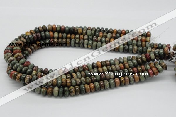 CPJ01 15.5 inches 5*10mm rondelle picasso jasper beads wholesale