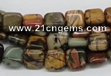 CPJ05 15.5 inches 10*10mm square picasso jasper beads wholesale