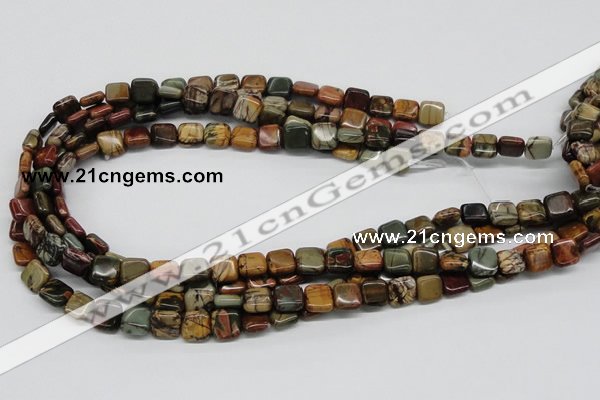 CPJ05 15.5 inches 10*10mm square picasso jasper beads wholesale