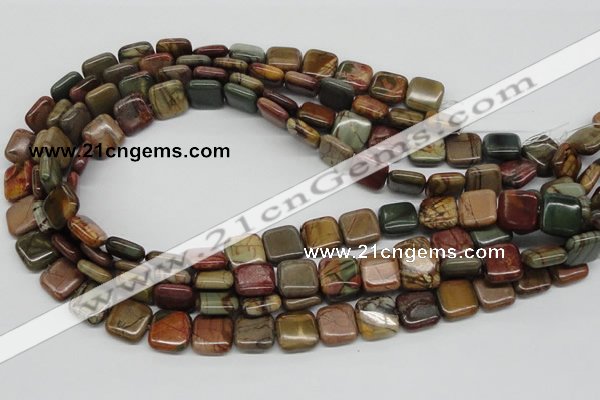 CPJ06 15.5 inches 14*14mm square picasso jasper beads wholesale