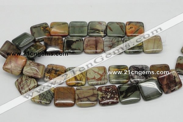 CPJ07 15.5 inches 25*25mm square picasso jasper beads wholesale