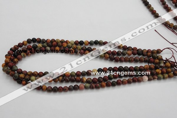 CPJ101 15.5 inches 6mm round picasso jasper gemstone beads wholesale