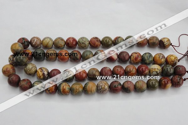CPJ105 15.5 inches 14mm round picasso jasper gemstone beads wholesale