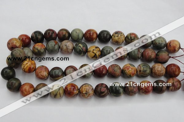 CPJ106 15.5 inches 16mm round picasso jasper gemstone beads wholesale