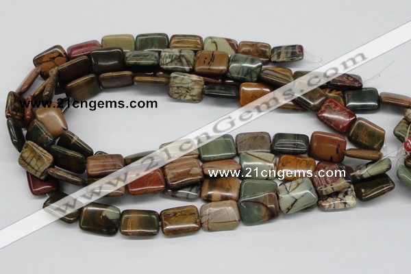 CPJ11 15.5 inches 15*20mm rectangle picasso jasper beads wholesale