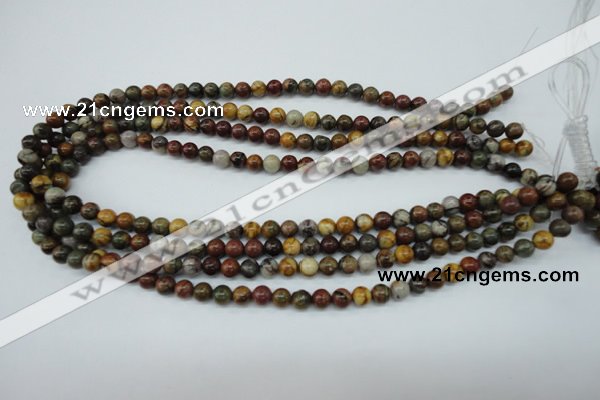 CPJ152 15.5 inches 6mm round picasso jasper gemstone beads