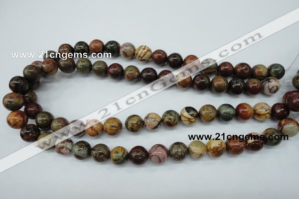 CPJ155 15.5 inches 12mm round picasso jasper gemstone beads