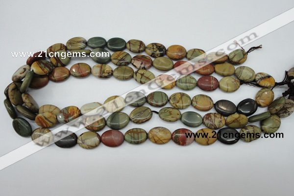 CPJ165 15.5 inches 12*16mm oval picasso jasper gemstone beads