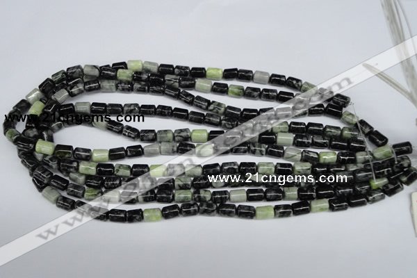 CPJ210 15.5 inches 6*9mm column green picasso jasper beads