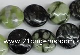 CPJ214 15.5 inches 16mm flat round green picasso jasper beads