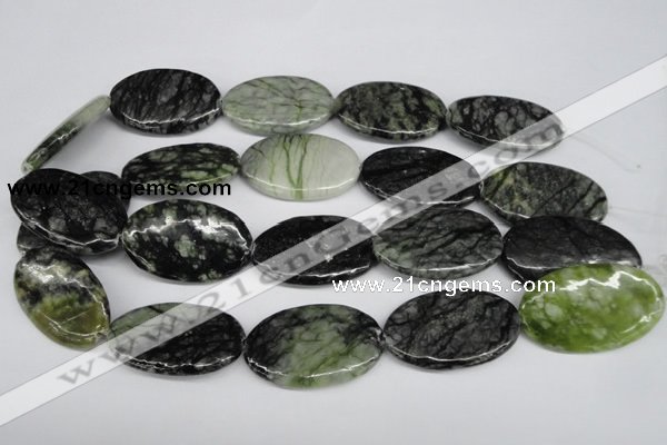 CPJ221 15.5 inches 25*40mm oval green picasso jasper beads