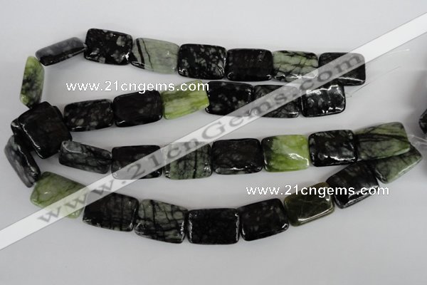 CPJ233 15.5 inches 18*25mm rectangle green picasso jasper beads