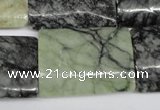 CPJ239 15.5 inches 22*30mm flat tube green picasso jasper beads