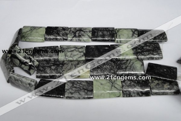 CPJ239 15.5 inches 22*30mm flat tube green picasso jasper beads