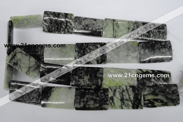 CPJ240 15.5 inches 25*35mm flat tube green picasso jasper beads