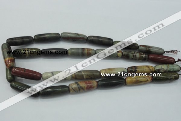 CPJ25 15.5 inches 10*30mm cylinder picasso jasper beads wholesale