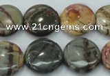 CPJ27 15.5 inches 20mm flat round picasso jasper beads wholesale