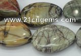 CPJ30 15.5 inches 22*30mm flat teardrop picasso jasper beads wholesale