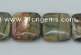 CPJ32 15.5 inches 20*20mm square picasso jasper beads wholesale