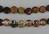 CPJ350 15.5 inches 8mm flat round picasso jasper gemstone beads