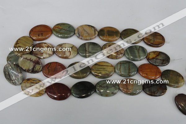 CPJ358 15.5 inches 22*30mm oval picasso jasper gemstone beads