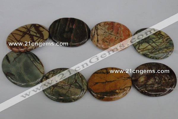 CPJ359 15.5 inches 40*50mm oval picasso jasper gemstone beads