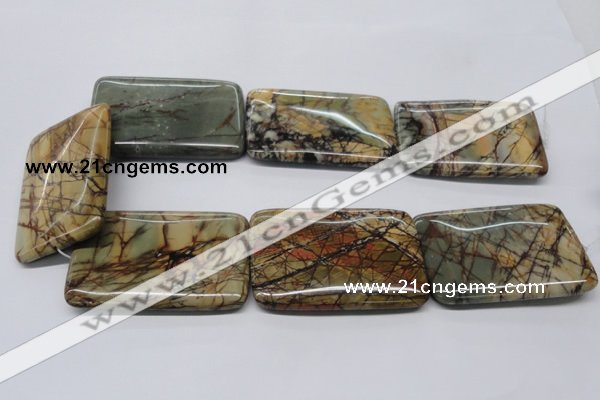 CPJ36 15.5 inches 40*60mm rectangle picasso jasper beads wholesale