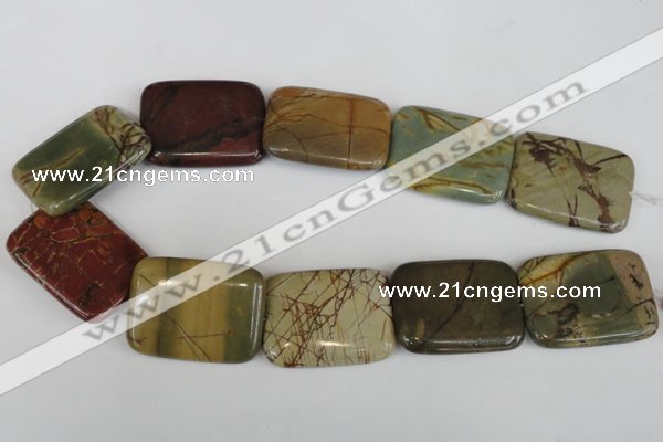 CPJ360 15.5 inches 30*40mm rectangle picasso jasper gemstone beads