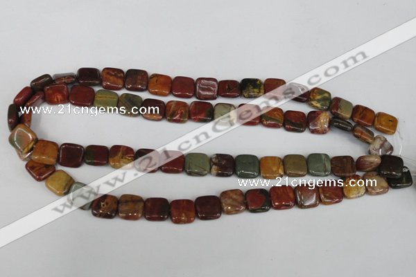 CPJ361 15.5 inches 12*12mm square picasso jasper gemstone beads