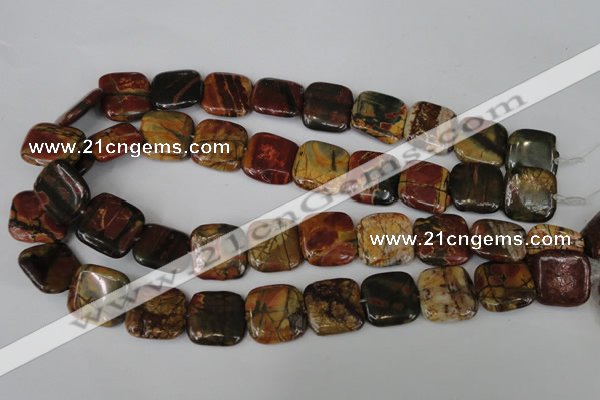 CPJ362 15.5 inches 20*20mm square picasso jasper gemstone beads