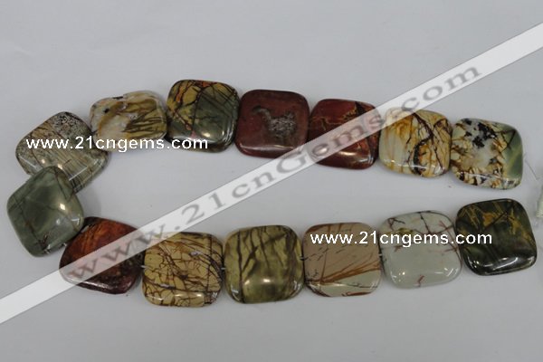 CPJ363 15.5 inches 30*30mm square picasso jasper gemstone beads