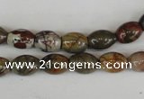 CPJ365 15.5 inches 8*10mm rice picasso jasper gemstone beads