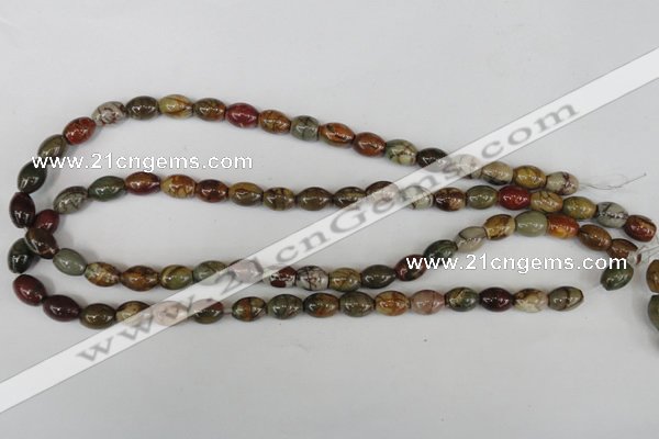 CPJ365 15.5 inches 8*10mm rice picasso jasper gemstone beads