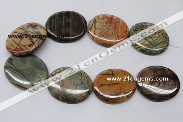 CPJ37 15.5 inches 40*50mm oval picasso jasper beads wholesale