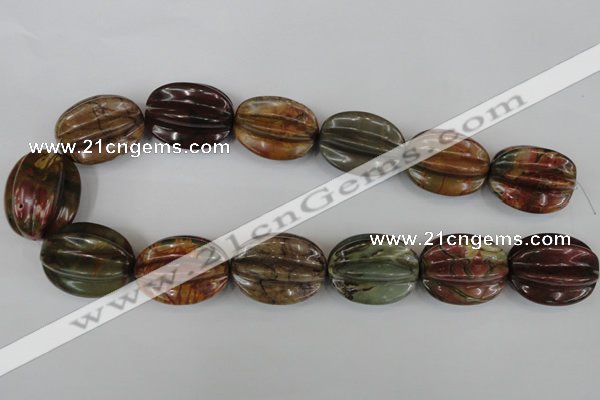 CPJ373 15.5 inches 25*32mm starfruit picasso jasper gemstone beads