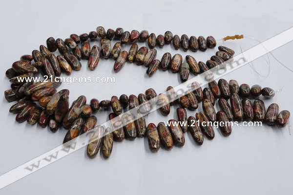 CPJ376 15.5 inches 8*14mm - 8*22mm picasso jasper & pyrite chips beads