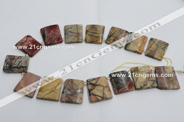 CPJ377 Top drilled 22*26mm trapezoid picasso jasper beads