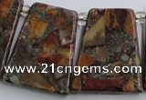 CPJ378 Top drilled 22*26mm trapezoid picasso jasper & pyrite beads