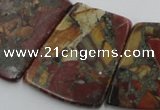 CPJ380 18*25mm - 26*32mm trapezoid picasso jasper & pyrite beads