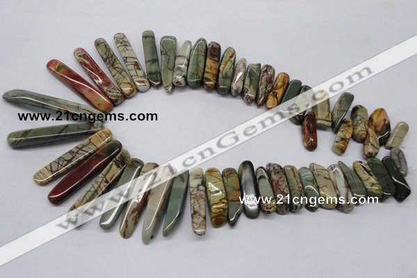 CPJ40 15.5 inches multi size wand picasso jasper beads wholesale